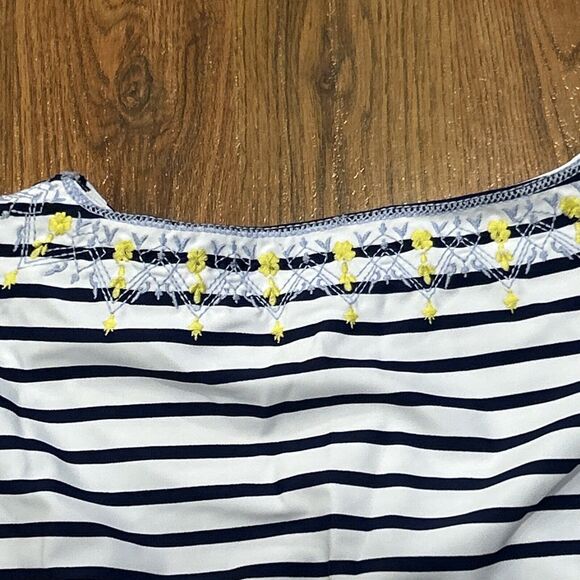 Cabana Life x Talbots Dress Medium Blue White Jersey Cover Up UPF50 Embroidered - Picture 6 of 6